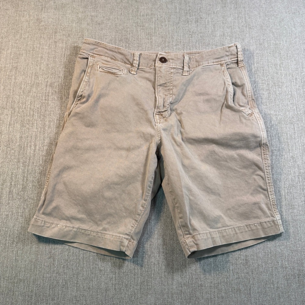 American Eagle Extreme Flex Khaki Chino Shorts Mens 30 Tan Twill 8.5 Inseam